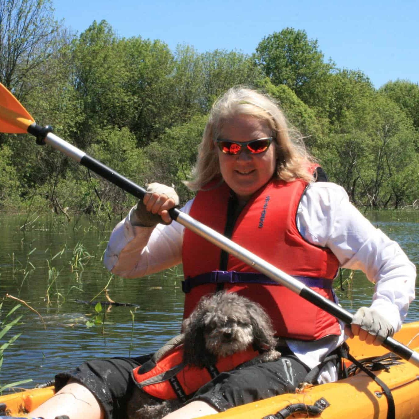Rose and Theo Kayaking